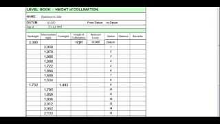 Taking Levels  Height of Collimation Level book [upl. by Rabin]