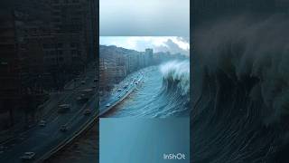 Amazing ocean tsunami Ai scene tsunami waves sea shorts shortvideo speed waves nature scary [upl. by Aisekal]