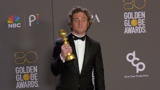 Jeremy Allen White 2023 Golden Globes Press Room [upl. by Adnoved]