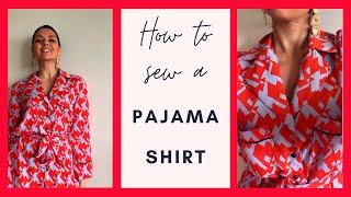 DIY Pajama Shirt with Pattern  Sewing Tutorial for beginners  Ambitious Elle Patterns [upl. by Adnalahs146]