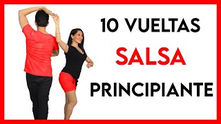 10 VUELTAS de SALSA para PRINCIPIANTES 🔥💃 [upl. by Dillie]