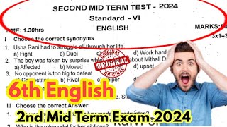 6th english second midterm exam question paper 2024 6th std 2nd midterm exam question paper 2024 [upl. by Ellehcsar]