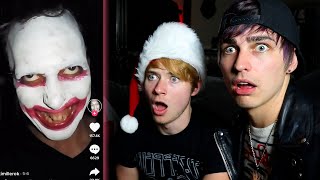 Reacting to the SCARIEST Tik Toks Pt 6  Colby Brock [upl. by Wyatan816]