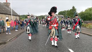 Drum Major Ian Esson leads Ballater Pipe Band into Tomintoul ready for 2023 Highland Games [upl. by Morton]