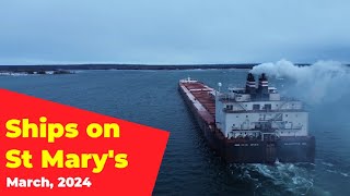 3 Big Ships on St Marys River near Soo Locks [upl. by Esirahs]