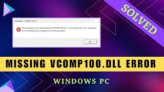 How to Fix Missing VCOM100DLL Error  Windows 32 amp 64bit [upl. by Navap152]