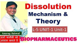 Dissolution  Mechanism amp Theory of Dissolution Diffusion layer L5 Unit2 Biopharmaceutics 6th sem [upl. by Ahsiryt]