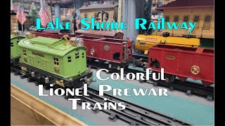 Lionel Prewar O Gauge Colorful Tinplate Trains Running on T Rail Lake Shore Railway No 154 [upl. by Morvin]