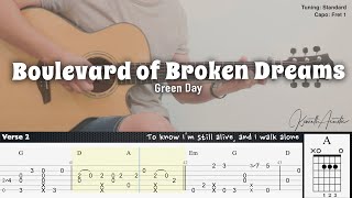 Boulevard of Broken Dreams  Green Day  Fingerstyle Guitar  TAB  Chords  Lyrics [upl. by Adnohrahs197]