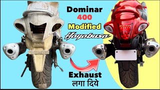 Dominar 400 modified to Hayabusa Exhaust fitting  Amazing custom [upl. by Abihsot]