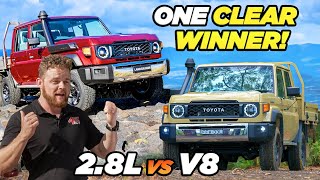 V8 vs 4 Cylinder LandCruiser Dyno Tuning shootout New 79 Series compared towing amp offroad [upl. by Settle159]