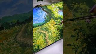 New Patreon tutorial 🌄gouache gouacheart art acrylicpainting landscape painting gouachepaints [upl. by Siahc]