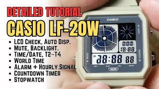 Casio LF20W Tutorial Detail How To Set Time Date Alarms Timer LF20W Twin Graph Manual [upl. by Zetrom743]