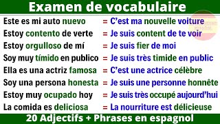 📝 Examen de vocabulaire espagnol   20 Adjectifs  Phrases   Apprendre lespagnol [upl. by Alard]