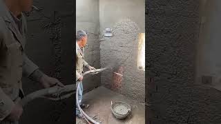 Spray process of wall cement mortar with a spray gun [upl. by Most968]