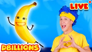 LIVE  D Billions Top Healthy Fruits Kids Songs  Banana Mommy Mommy give me Yummy with Puppets [upl. by Attenov378]