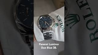 Panerai Luminor Due 38mm blue Paneristi ref 1123 steel bracelet [upl. by Sivatco203]