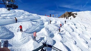 Härteste SkiAbfahrt der Welt Schweizer Wand 90 in Les Portes du Soleil [upl. by Odnanref]