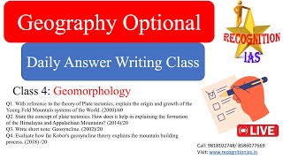 Daily Answer Writing Class 04 l Geomorphology l UPSC 2025 l Geography Optional [upl. by Alcine]