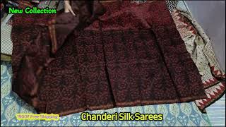 Chanderi Silk Sarees New collection।। Hand Block Print।। free Shipping।।New print by Prashant sarees [upl. by Naruq]