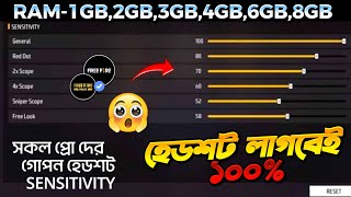 নতুন প্রো হেডশট সেনসিটিভিটি সেটিং ২০২৪ 😱 New Headshot Sensitivity Settings Free Fire 2024 👍 [upl. by Eilram394]