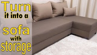 Turn an Ordinary Sofa into a Sofa with Storage  No Power Tools  IKEA SKUBB amp JYSK HAMPEN Sofa Bed [upl. by Eltotsira]