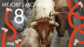 MEJORES MOMENTOS del último encierro de San Fermín 2022  Toros de Miura [upl. by Nafis]