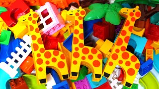 Satisfying Building Blocks Marble Run ASMR Very popular New 3 Giraffe Block Coasters [upl. by Anahsahs]