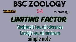 BSC ZOOLOGYSEM4LIMITING FACTORSIMPLE NOTESHORT ESSAYKUമലയാളം [upl. by Aeet932]