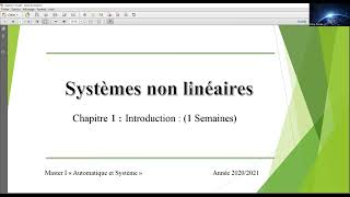 Chapitre 01 Introduction Aux Systèmes non linéaires [upl. by Lledo]