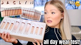 I TRIED THE JACLYN COSMETICS COMPLEXION COLLECTION 😅 i have some thoughts  KELLY STRACK [upl. by Alegnaoj445]