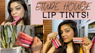 ETUDE HOUSE FIXING LIP TINTS SWATCHES  KOREAN LIP TINTS [upl. by Ytsirt]