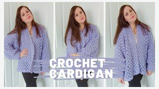 CROCHET LILAC HEXAGON CARDIGAN  Crochet The Lavender Hexagon Cardigan amp Free Written Pattern [upl. by Ahserak121]