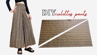 Very Easy Culottes Pants Cutting and Stitching  Palazzo Skirt Pants Tutorial with Cutout Detail [upl. by Atwater59]