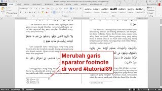 cara mengatur garis sparator footnote di word  tutorial89 [upl. by Enneite]