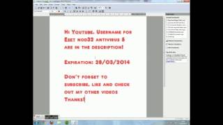 Username and password for Eset nod32 antivirus 5 [upl. by Eillek]