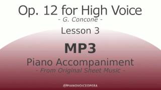 Concone Op 12 High Voice Piano Accompaniment Lesson 3 [upl. by Wiburg]