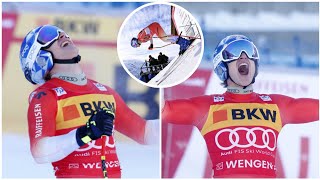 Marco Odermatt triumphs in Wengen to claim maiden World Cup downhill win [upl. by Ahsii]