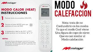 Como Poner Calefacción En Minisplit Mirage Modo Calor [upl. by Ennadroj]