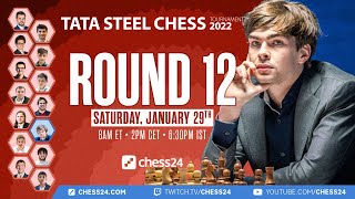 Tata Steel Chess 2022  Round 12  Jan Gustafsson amp Peter Svidler [upl. by Kenna]