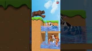 Take The Water Challenge Cow vs Tiger Wolf shorts cow tiger cartoonanimals [upl. by Irrehs758]