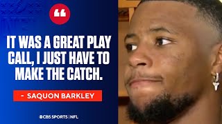 Saquon Barkley reacts to crucial drop that kept Falcons alive in the 4th quarter  Press Conference [upl. by Harifaz]