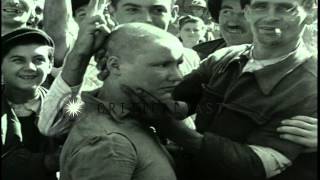 A woman collaborator with shaved head marched after the Liberation of Paris duriHD Stock Footage [upl. by Yager]