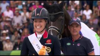 JEM 2014  Remise de médailles du grand prix de dressage freestyle Lor pour Charlotte dujardin [upl. by Nilesoj]