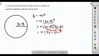 Expresión algebraica del área de un circulo [upl. by Aiotal]