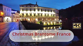 A French Christmas Small Village of Brantome France in Lights [upl. by Kikelia]