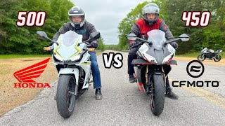 2023 CFMOTO 450SS vs Honda CBR500R Drag Racing [upl. by Veronike]