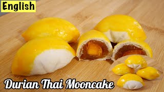 Durian Mooncake  Durian Mooncake with Salt Yolk Eggs  MoonCake with Durian  ขนมเปี๊ยะทุเรียน [upl. by Kaleb]