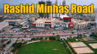 Millennium Mall to Sohrab Goth Flyover  Rashid Minhas Road Karachi Drone View [upl. by Ariet]