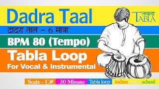 Dadra Taal Loop BPM 80 Tempo  Tabla Dadra Taal  30 मिनट दादरा ताल  30 minute Tabla Loop Dadra [upl. by Gollin720]